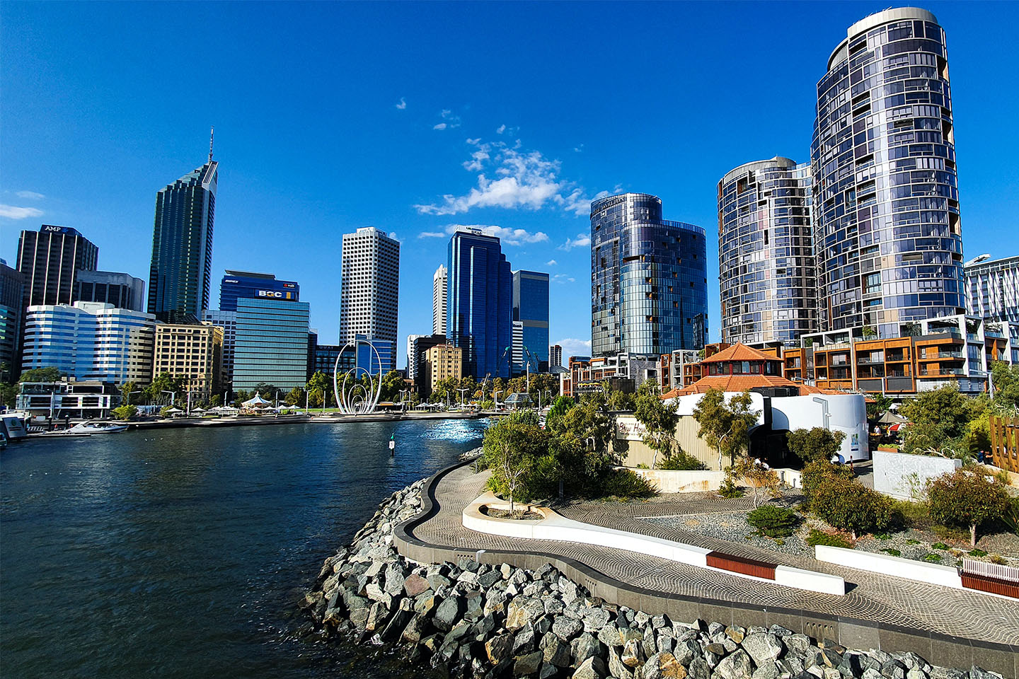 Perth skyline with water in foreground