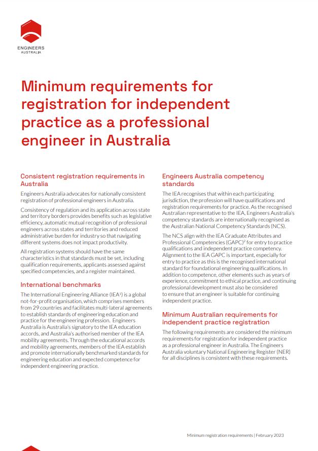 Minimum requirements nationally consistent registration cover