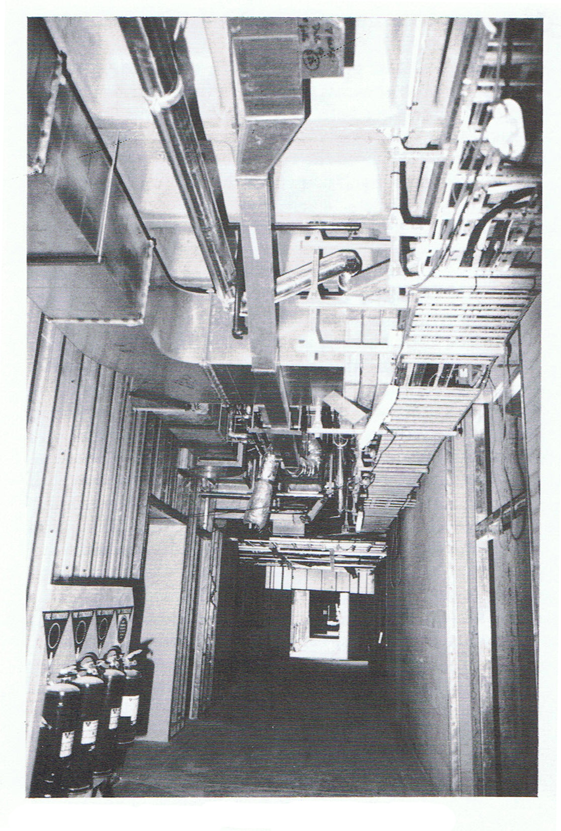 Ceiling services in a first-floor corridor