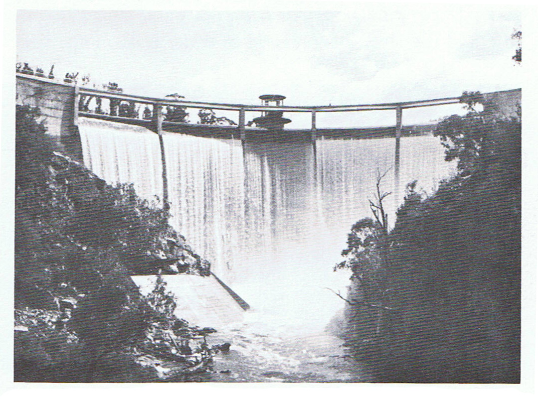 Bendora Dam overflowing.