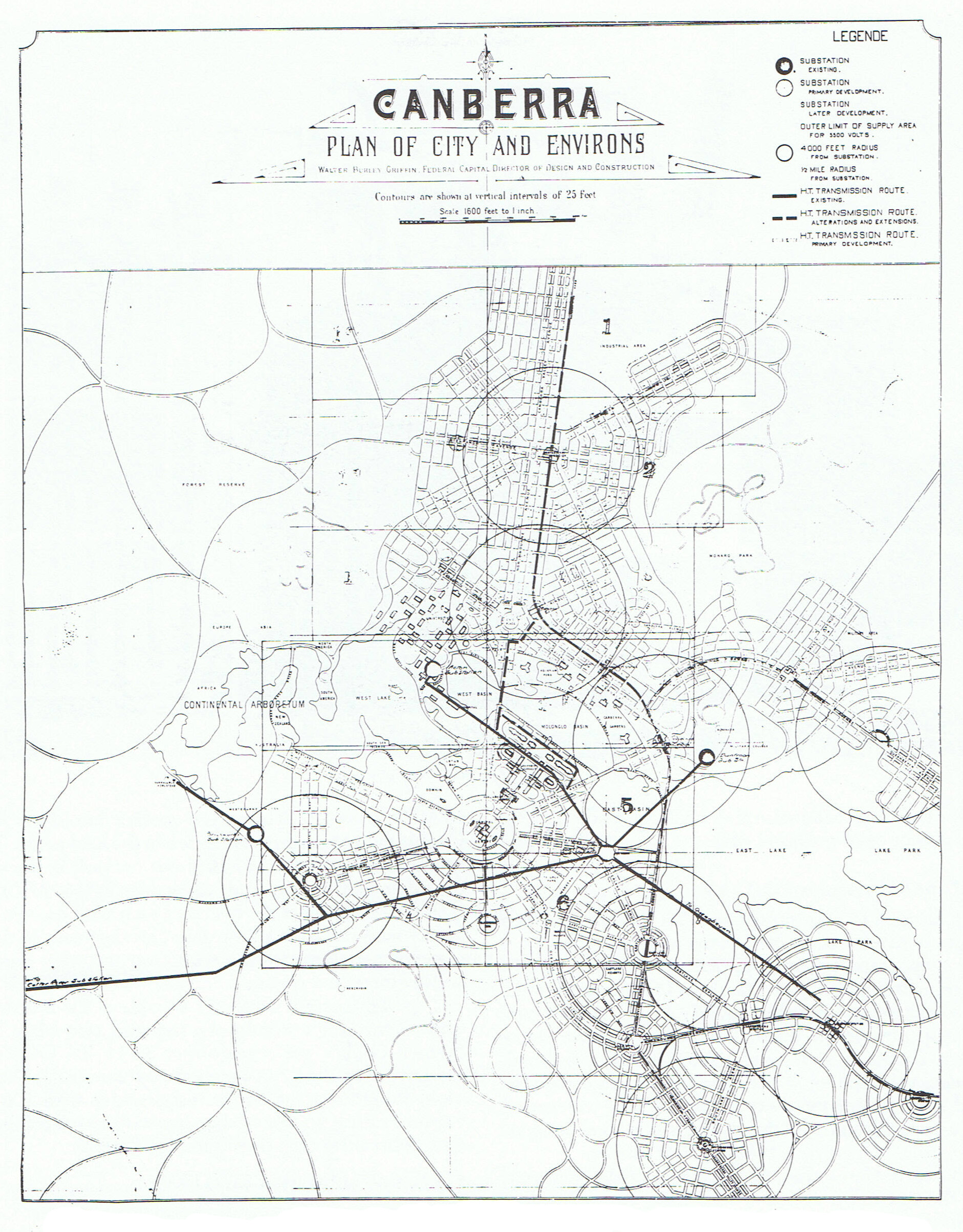 Mains plan of the city in 1918