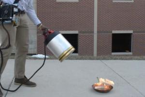 wo engineering students from George Mason University have invented a new fire extinguisher, capable of putting out flames by manipulating sound waves.