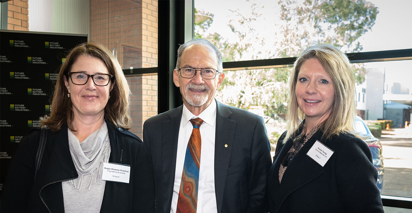 Pictured (from L to R) Engineers Australia WA GM Susan Kreemer-Pickford, WA Chief Scientist Professor Peter Klinken AC and Kristy Young.